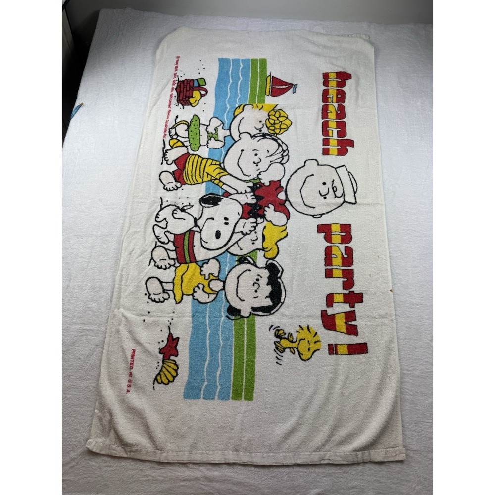 Vintage Jay‎ Franco Peanuts Snoopy Beach Party Beach Towel 50"x28"